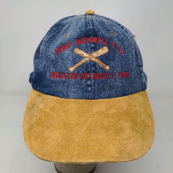 Nissin Men's John P. McDowell Field Dedication Hat Blue Tan Vintage 2000 Y2K - Picture 3 of 12